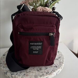 Marimekko Cash & Carry Canvas Crossbody Nylon Maroon Bag